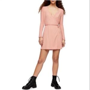 TopShop Long Sleeve Seersucker Wrap Mini Dress